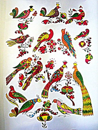 Хохломская роспись птицы