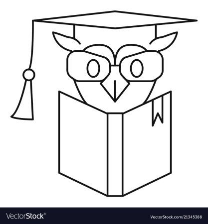 Сова с книгой контур