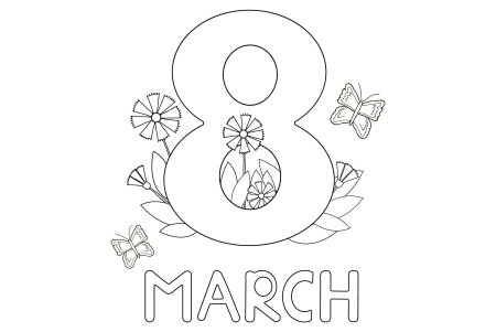 Разукрашка на 8 марта