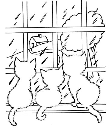 Кошка на окошке раскраска
