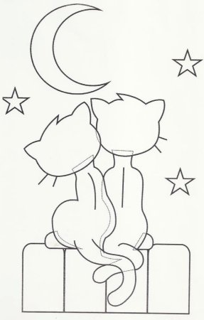 Трафарет кот и кошка