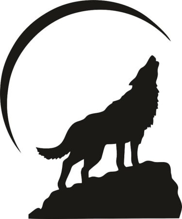 Силуэт волка воющего на луну