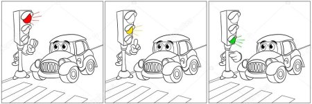 Автомобиль и светофор для раскрашивания
