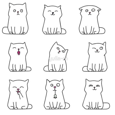 Наклейки котики черно белые