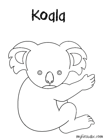 Коала контурный рисунок