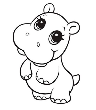 Бегемот раскраска для детей 2-3 лет