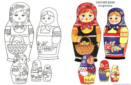 Семеновская Матрешка раскраска