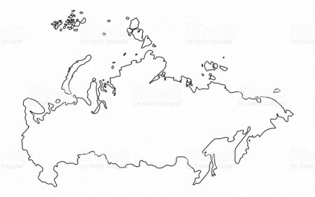Контурная карта России с границами государств