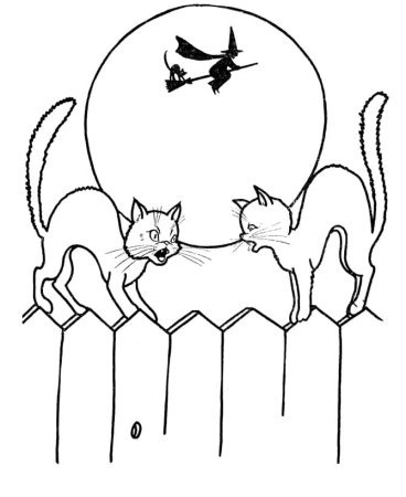 Раскраски Хэллоуинские кошки