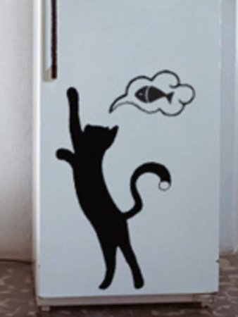 Наклейка на холодильник кот