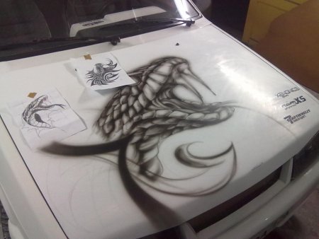 Трафарет рисунок на капоте машины (50 фото)