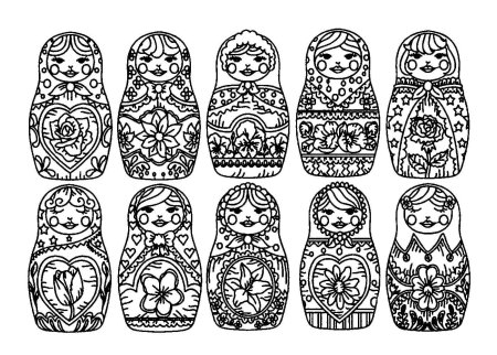 Трафарет Матрёшки для рисования