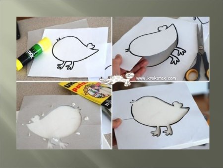Рисование губкой по трафарету