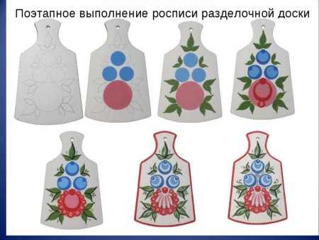 Рис. "Разделочная доска" Городецкая роспись
