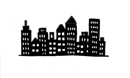 Силуэты домов на стене