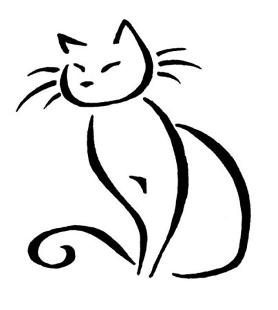 Кошка рисунок контур