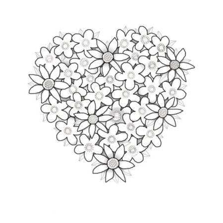 Сердце из цветов раскраска