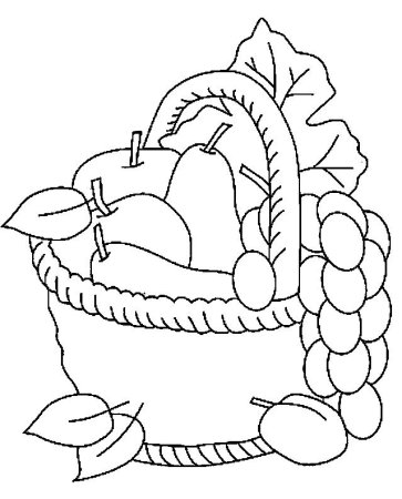 Корзина с фруктами раскраска