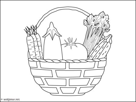 Корзинка с овощами раскраска