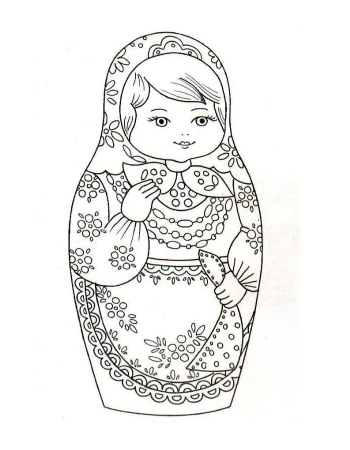 Дымковская игрушка Матрешка раскраска