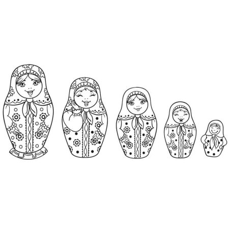 Рисование семья Семеновских матрешек