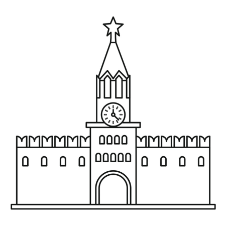 Спасская башня Кремля разукрашка