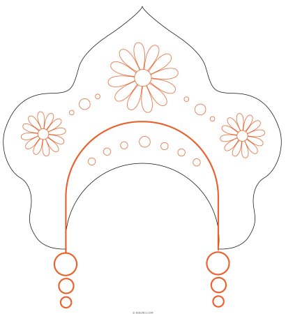 Кокошник трафарет