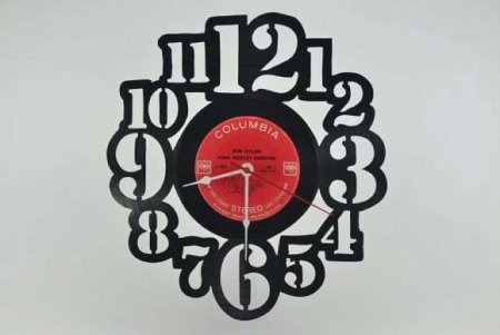 Часы из виниловых пластинок кофе трафарет