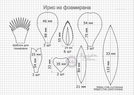 Выкройка ириса из шелка