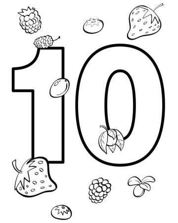 Цифра 10 раскраска