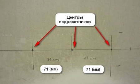 Расстояние между центрами подрозетников 72 мм