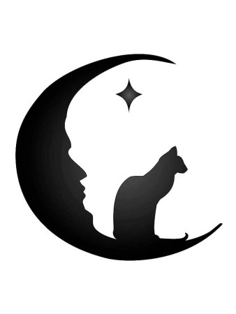 Силуэт кошки на Луне