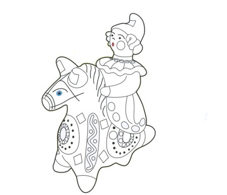 Народная игрушка раскраска Дымковская