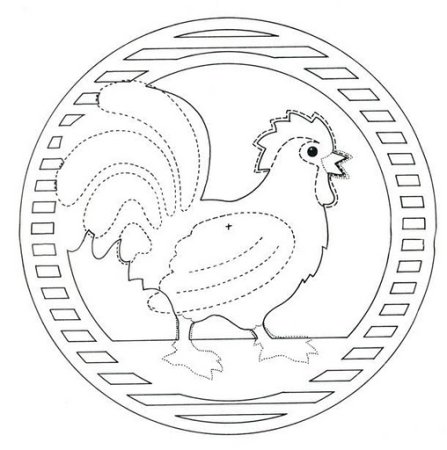Петушок трафарет для вырезания