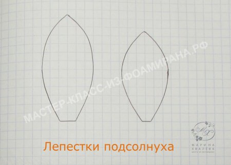Выкройка лепестка подсолнуха