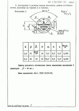 Знак заземления ГОСТ 21130-75