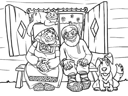 Раскраска бабушка и дедушка для детей