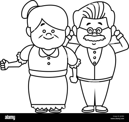 Бабушка и дедушка рисунок