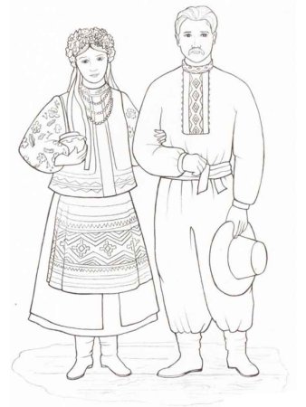Кукла в русском наряде для раскрашивания