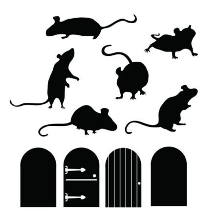 Силуэт кошки и мышки