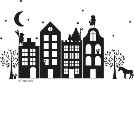 Силуэты домов на стене