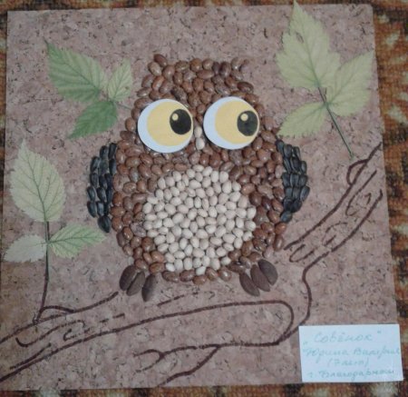 Сова из листьев макет