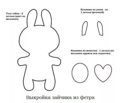 Выкройка игрушки из фетра зайчик