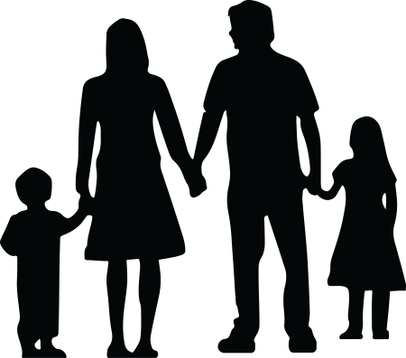 Силуэт родителей с ребенком