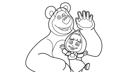 Раскраска. Маша и медведь