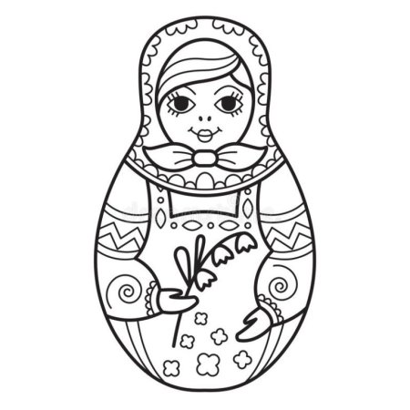 Матрешка раскраска для малышей