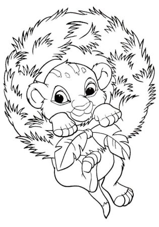 Раскраска Тигренок новогодний