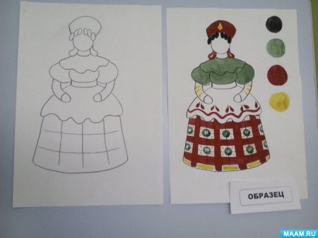 Дымковская кукла рисование старшая группа