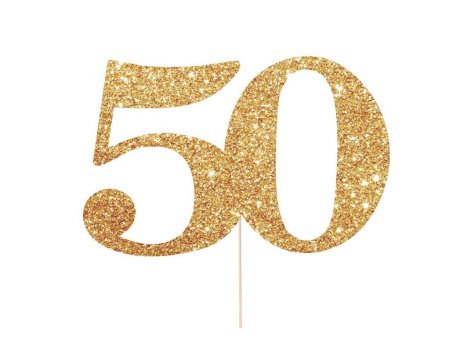 Золотые цифры 50 на прозрачном фоне