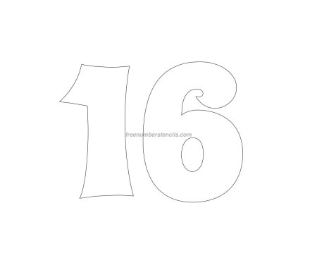 Цифра 16 трафарет
